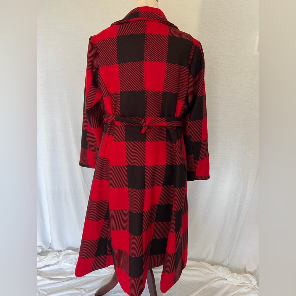 NWT Torrid Red Plaid Tie Waist Wrap Coat Size 3 (22-24) - Picture 9 of 16